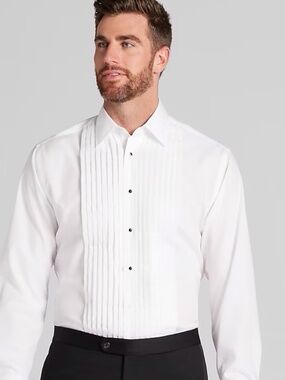 CHAPLIN WHITE PLEATED TUXEDO SHIRT SIZE SMALL 32-33